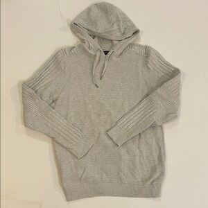 Mens Light Gray textured Hooded Sweater size L New